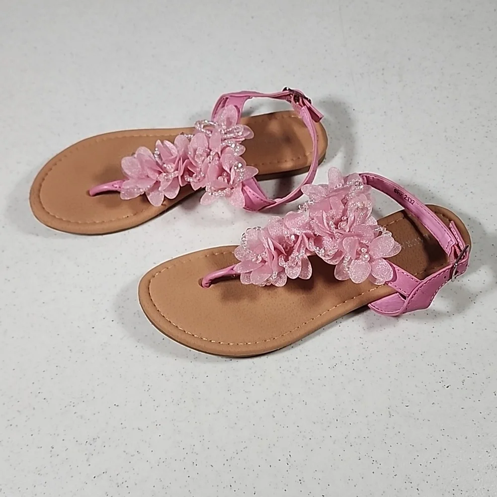 Laura Ashley Pink Flower Cutie T-Strap Sandal Girls Size 1